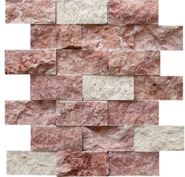 KR1171 Cemre Mix 48 * 100mm Piros Travertin - Világos Bézs Travertin
