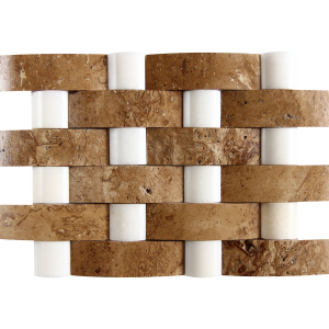 KR1370 Peri Mix 48 * 150mm Nicole Ceviz Traverten - 48 * 48mm fehér márvány