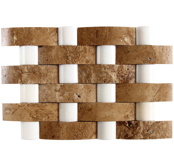 KR1370 Peri Mix 48 * 150mm Nicole Ceviz Traverten - 48 * 48mm fehér márvány