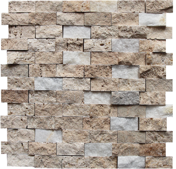 KR1418 Buse Mix 23 * 48mm Denizli Traverten - Fehér Mix Egységcsomagban 0,53 ㎡
