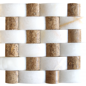KR1426 Nicole White & Ceviz 48 * 100mm fehér márvány - 48 * 48mm Nicole Ceviz travertin Egységcsomagban 0,52 ㎡