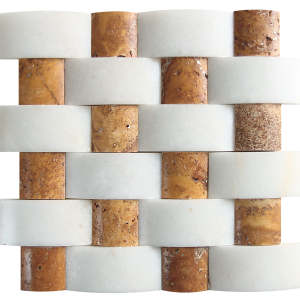 KR1443 Neval Mix 48 * 100mm Fehér márvány- 48 * 48mm Sárga Travertin Egységcsomagban 0,52 ㎡