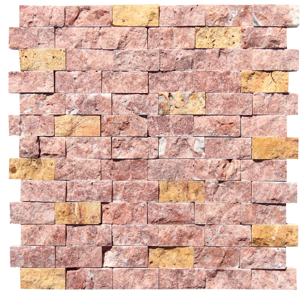 KR1905 Onay Mix 23 * 48 mm Sárga - Piros Traverten Mix Egységcsomagban 0,53 ㎡
