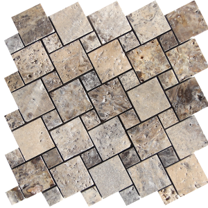 KR1415 Ses silver 2.3x2.3-4.8x4.8cm ezüst travertin mozaik Egységcsomagban 0,54 ㎡